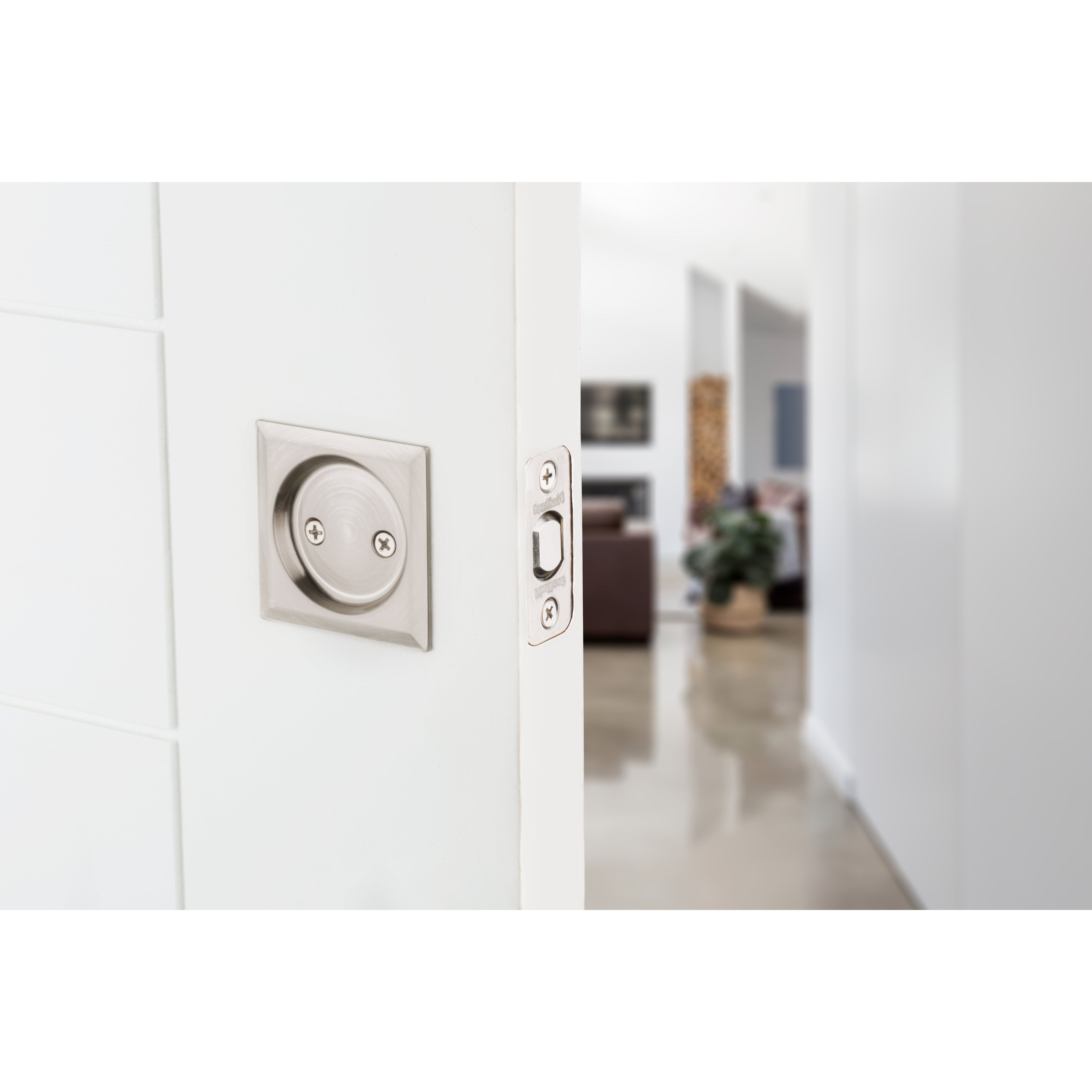 Contemporary Pocket Door Lock- Passage, Satin Nickel Weiser Pocket Door Lock