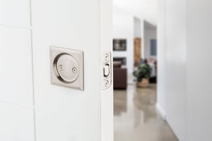 Contemporary Pocket Door Lock- Passage, Satin Nickel Weiser Pocket Door Lock