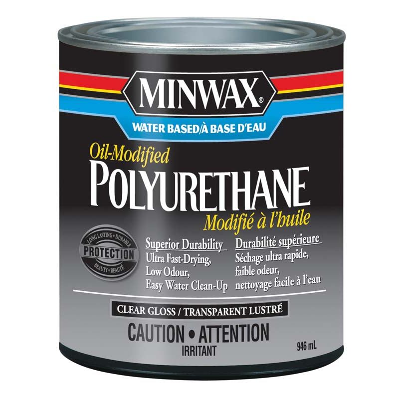 Minwax® Water Based Oil-Modified Polyurethane, Gloss, Clear, 946 mL