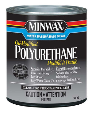 Minwax® Water Based Oil-Modified Polyurethane, Gloss, Clear, 946 mL