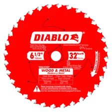 6-1/2" 32 Tooth Wood & Metal Carbide Saw Blade