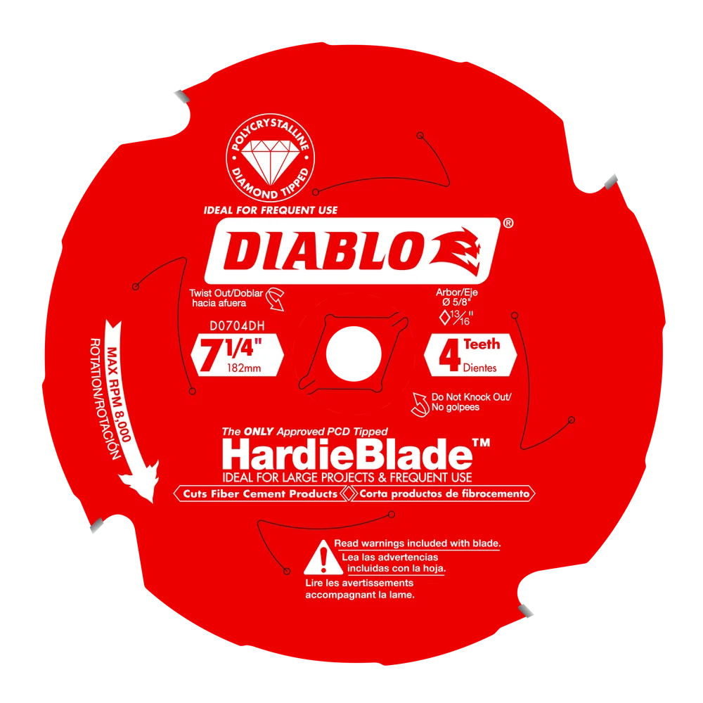 Diablo 7-1/4" x 4-Teeth HardieBlade™ Saw Blade for Fiber Cement
