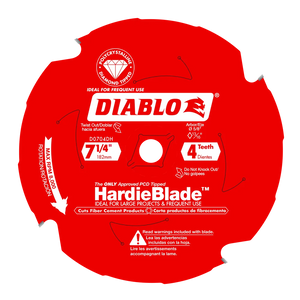 Diablo 7-1/4" x 4-Teeth HardieBlade™ Saw Blade for Fiber Cement