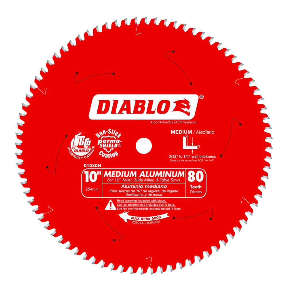 Diablo 10" x 80-Teeth Saw Blade for Medium Aluminum