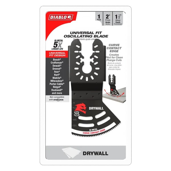 Diablo 2" Universal Fit Bi-Metal Oscillating Blade for Drywall