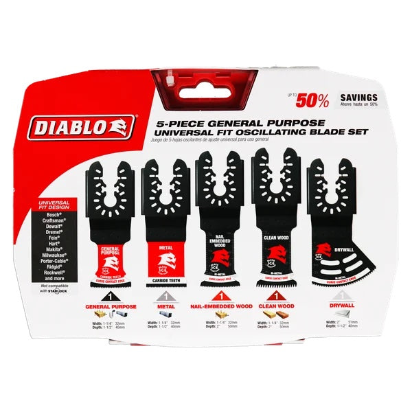 Diablo 5-piece Universal Fit General Purpose Oscillating Blade Set