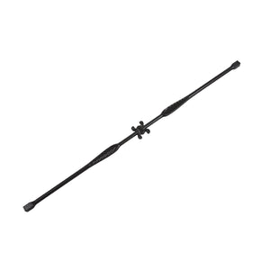 The Regal Rail Decorative Narrow Round Pickets in Textured Black feature decorative twists and a central detail, ideal for Aluminum Railing Systems. Squared ends allow easy installation and coordinate with other Regal Rail pickets.