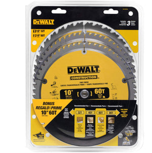 10" Dia. Construction Saw Blade Tungsten, (3/Piece Set)