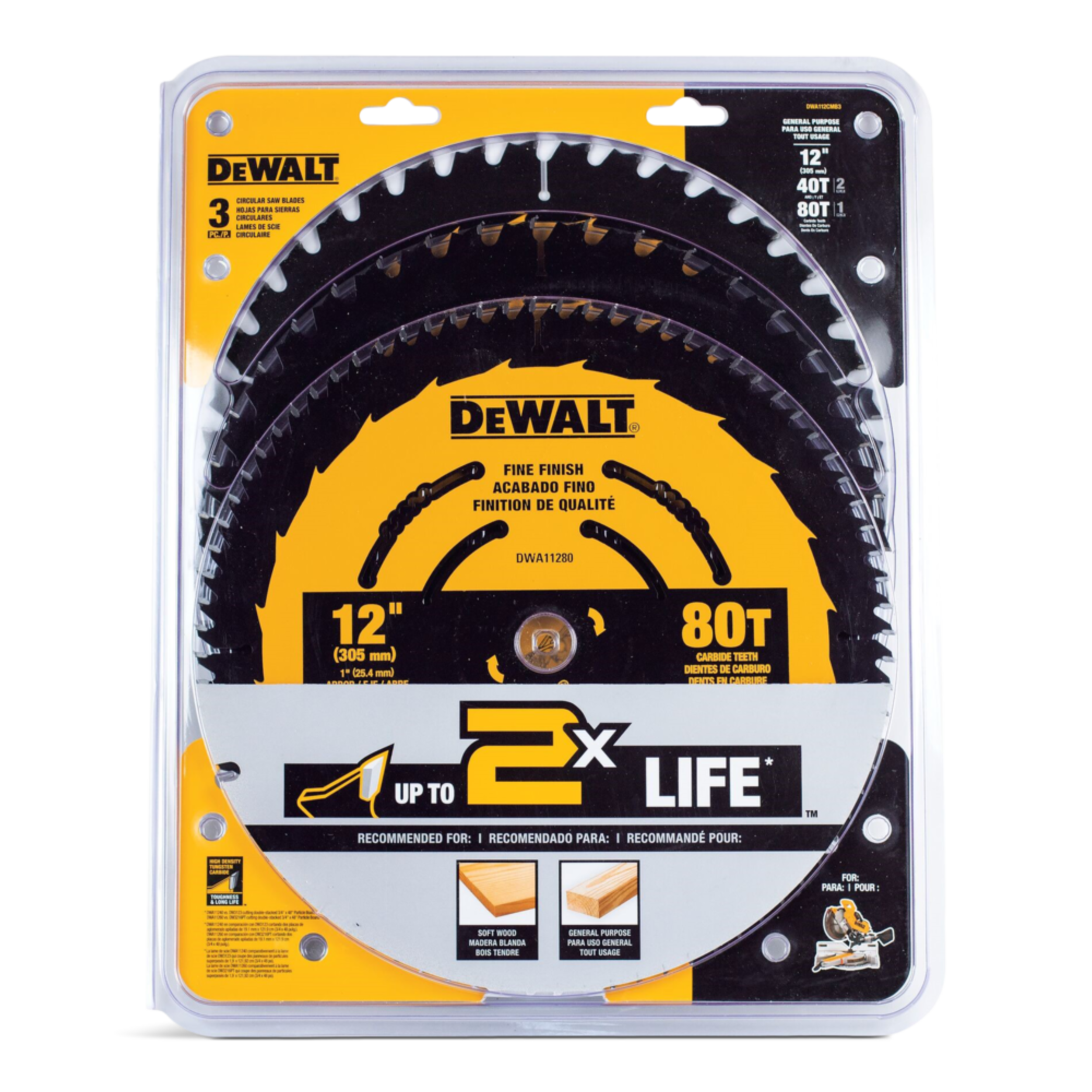 DW 2PK 12 IN 40T AND 60T SAW BLADES