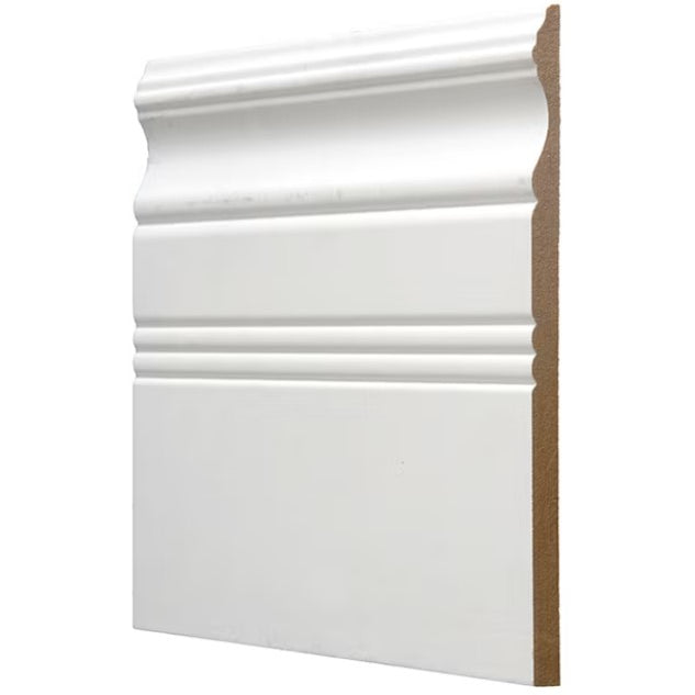 Colonial Primed MDF Baseboard Moulding - 3/8" x 5.3/8" x 14'