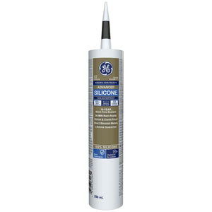 Ge Advanced Silicone sealant tube on a white background