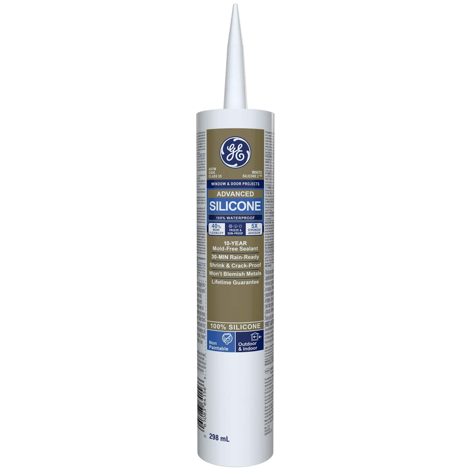 GE® Silicone 2 Advanced Window & Door, White 298ml