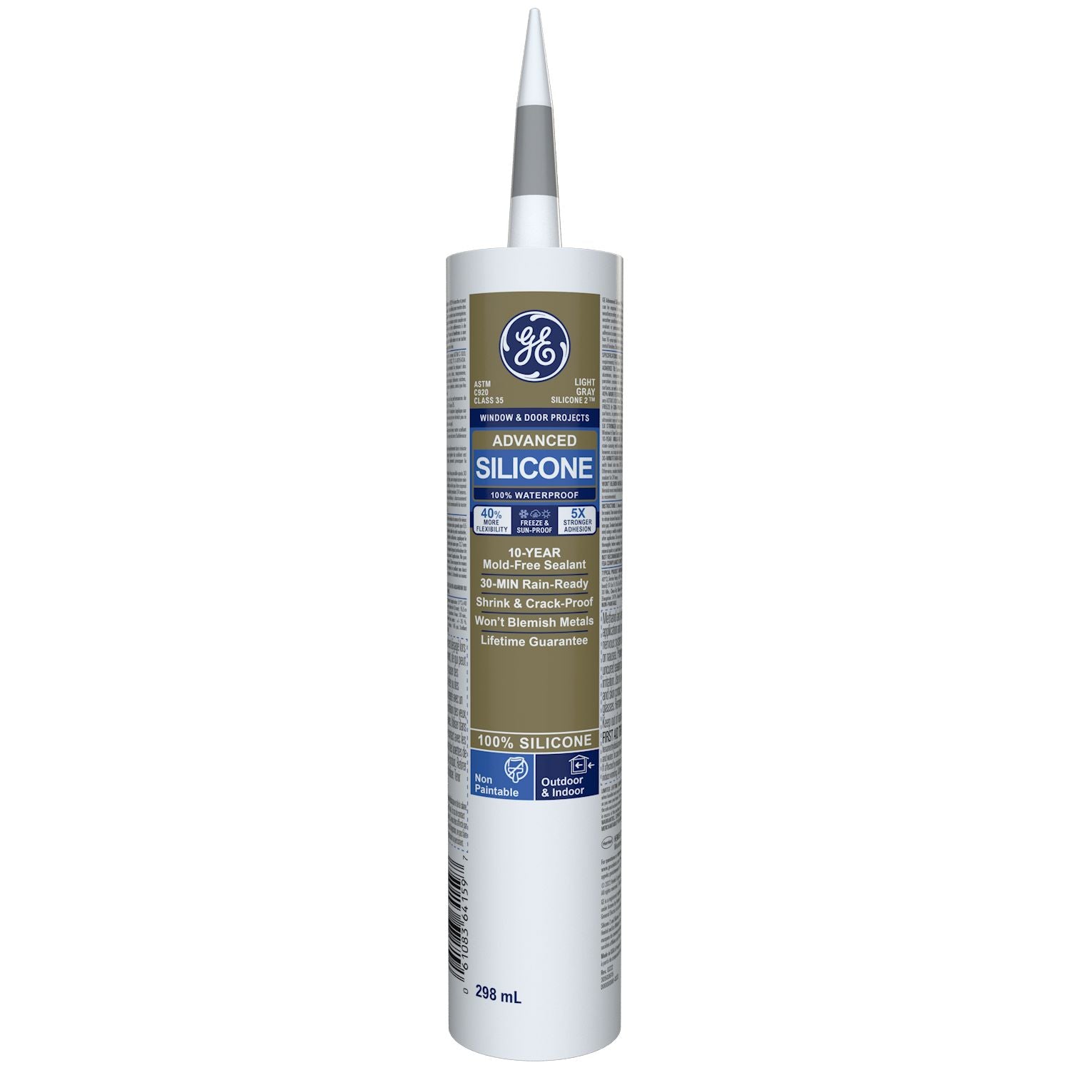 GE® Silicone 2 Advanced Window & Door, Light Gray 298ml