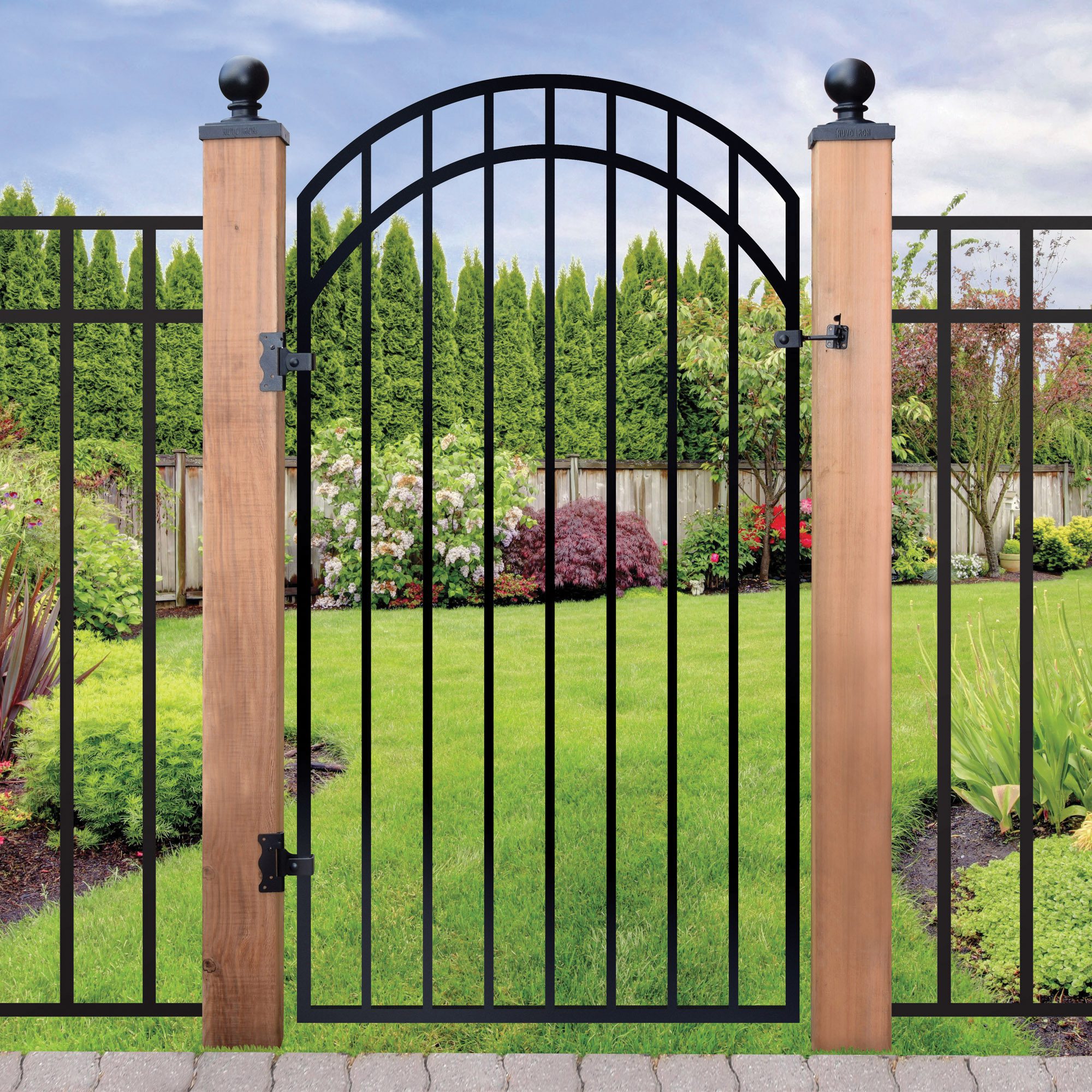 33"x68" Smooth-Topped Ornamental Iron Gate