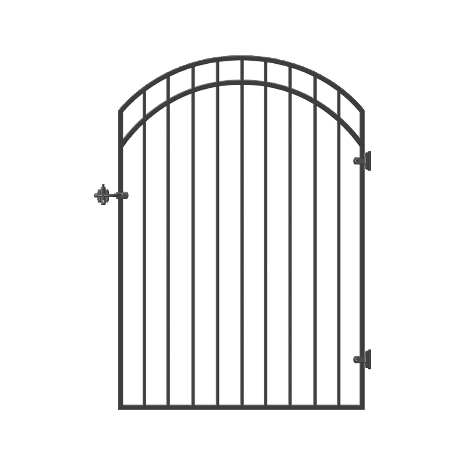 45"X68" Smooth-Topped Ornamental Iron Gate, Black