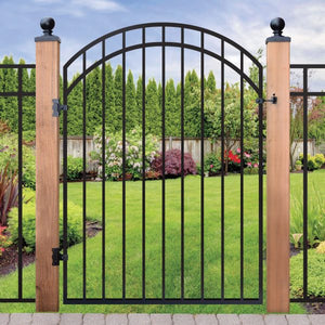 45"X68" Smooth-Topped Ornamental Iron Gate, Black