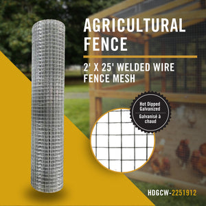 Welded Wire Fence Mesh - 2' x 25' - Galvanized Nuvo Iron