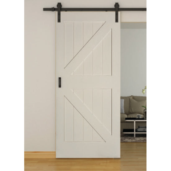 Rustic Track Bent Strap Barn Door Hardware 96in Matte Black