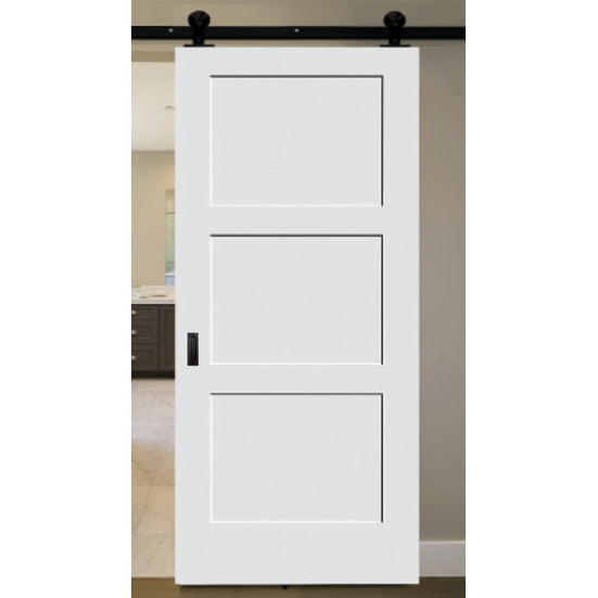 Contemporary Track Top Mount Barn Door Hardware 96in Matte Black