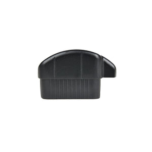 The Regal Rail Hand Rail Cap by Regal Rail, in textured black with a rounded top and ribbed lower half, is designed for Aluminum Railing Systems and shown against a white background.