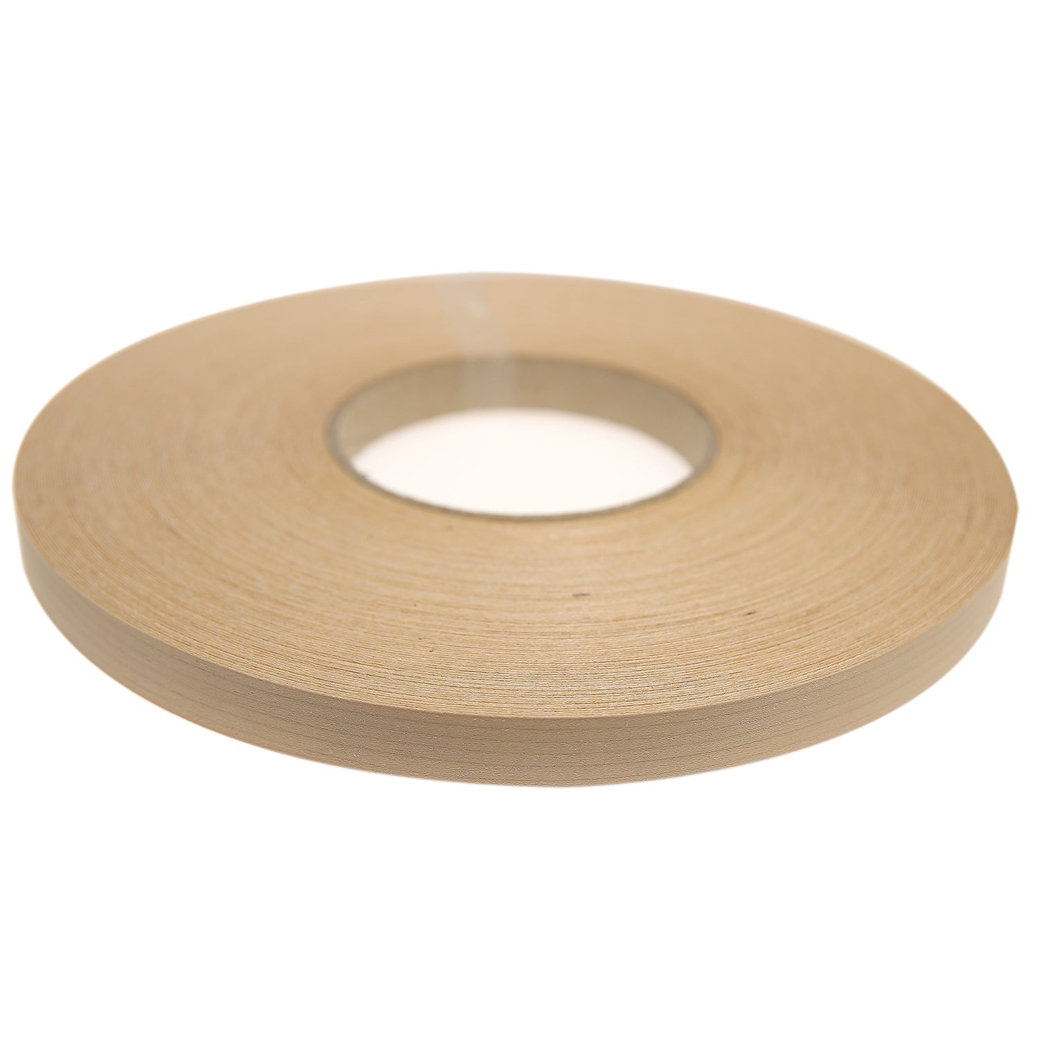 A roll of light-colored, pre-glued 7/8″ x 250′ Maple Veneer Edgebanding from Bennett Tools Canada.