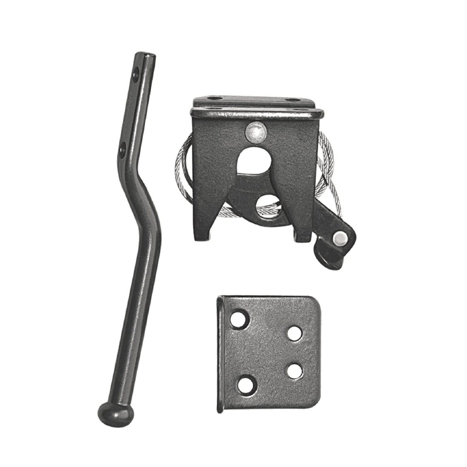 Galvanized Steel Spring-Loaded Latch and Catch, Black
