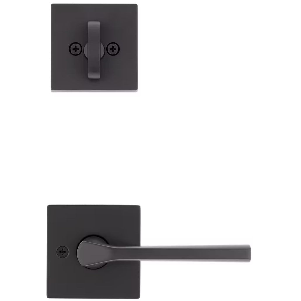 Lisbon Lever (Square) and
Deadbolt Interior Pack - for
Weiser Series 9771 Handlesets MATTE BLACK