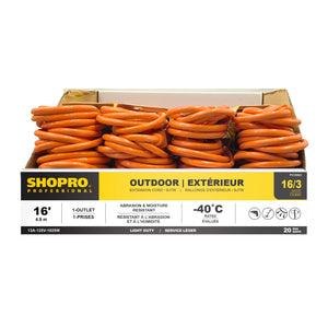 16/3 SJTW 16' Outdoor Extension Cord, Orange