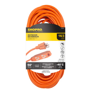 16/3 SJTW 3-Outlet 50' Outdoor Extension Cord, Orange