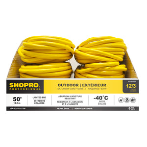 50' Lit End Outdoor Extension Cord, Yellow