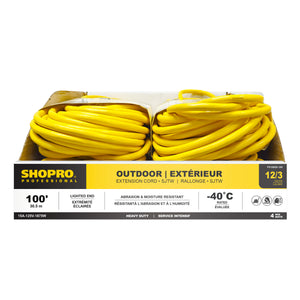 100' Lit End Outdoor Extension Cord, Yellow