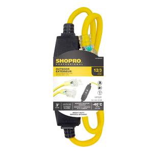 3' Outdoor Extension Cord, Yellow