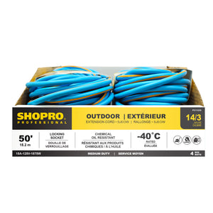 50' Lit End Outdoor Extension Cord, Blue/Red