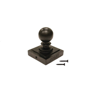 4"x4" Aluminum Ornamental Ball Post Cap, Black