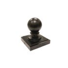 6"x6" Aluminum Ornamental Ball Post Cap, Black