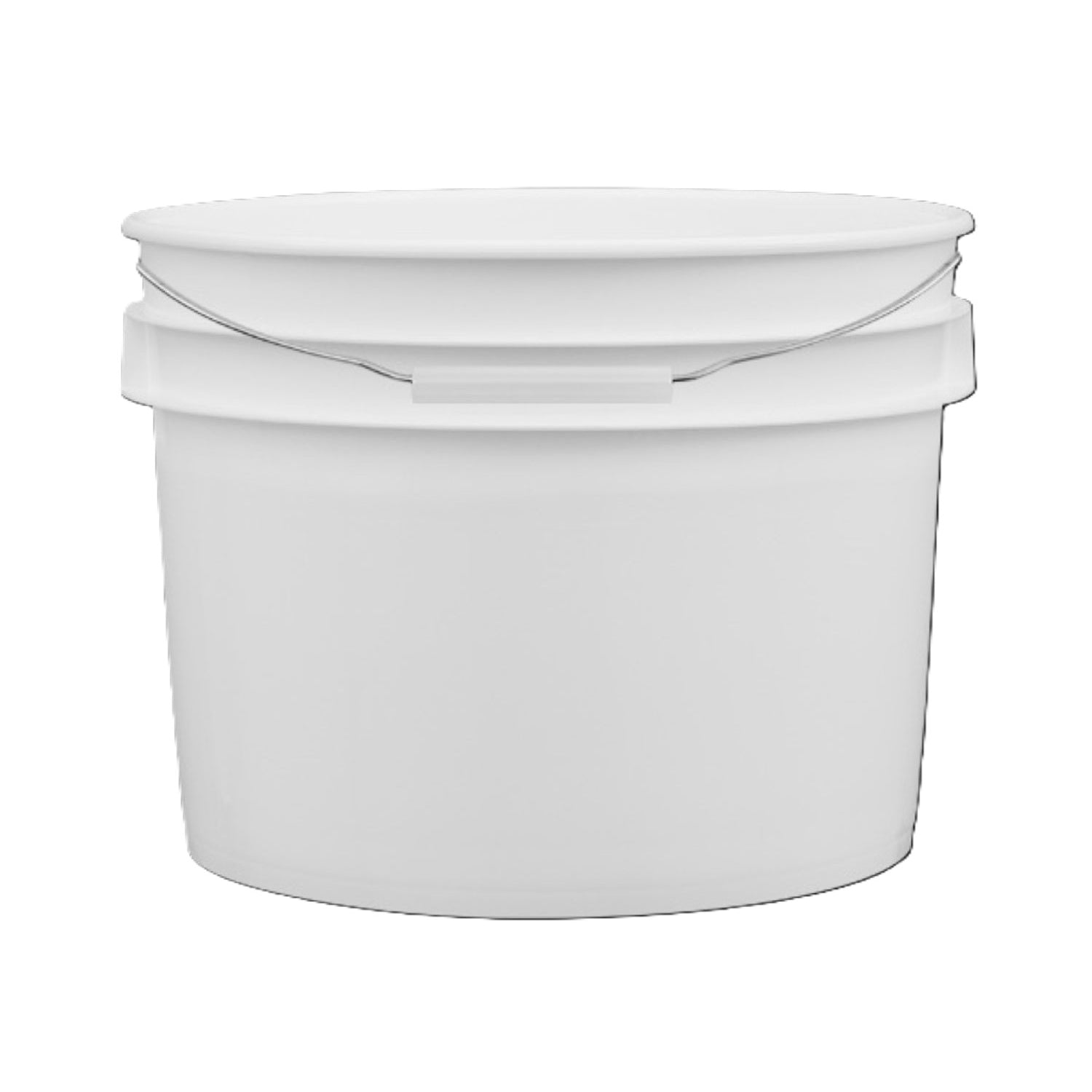 White 12L Plastic Pail with a metal wire handle, suitable for use as a mixing bucket.