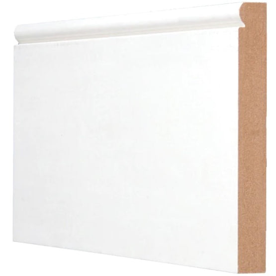 5/8" x 5-1/4" Ultra Light Medium Density Fibreboard Primed Baseboard Moulding, by Linear Foot