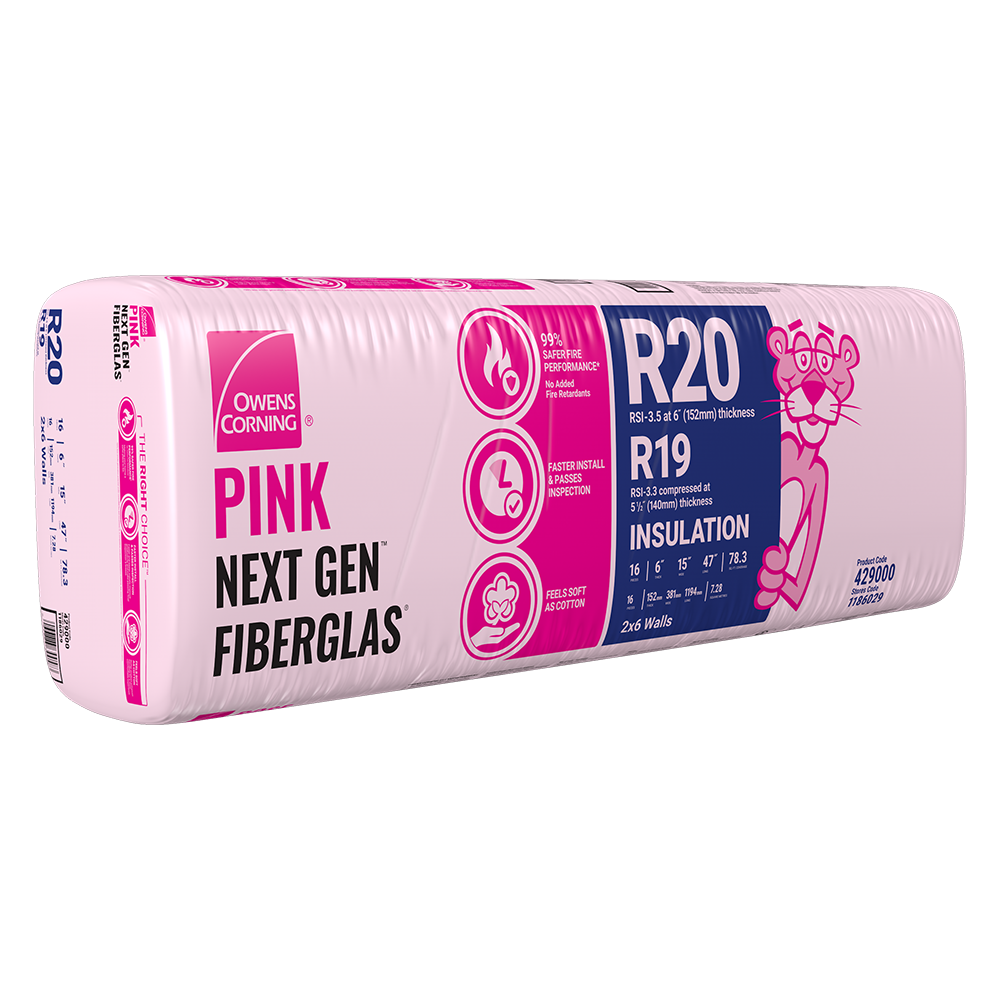 R-20 PINK NEXT GEN FIBERGLAS Insulation 15-inch x 47-inch x 6-inch (78.3 sq.ft.)