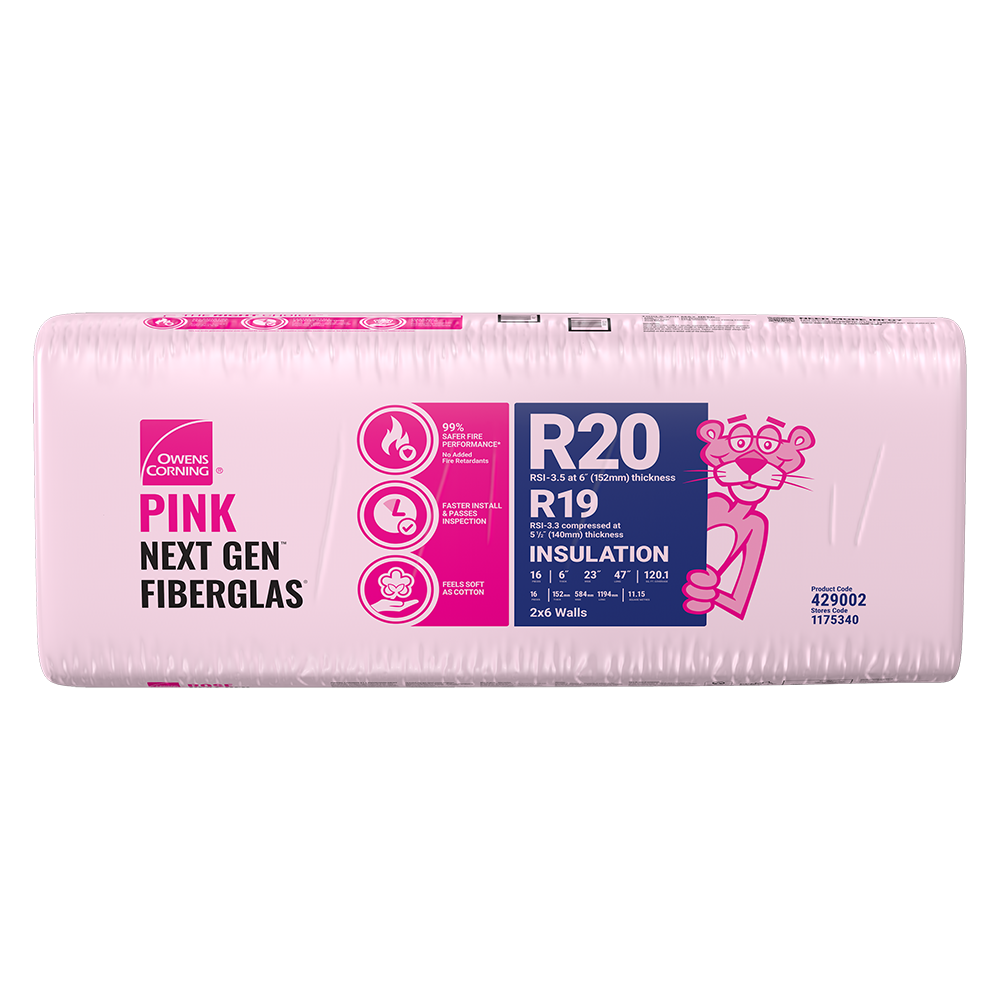 R-20 PINK NEXT GEN FIBERGLAS Insulation 23-inch x 47-inch x 6-inch (120.0 sq.ft.)