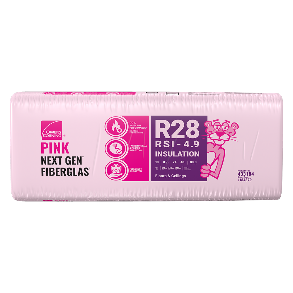 R-28 PINK NEXT GEN FIBERGLAS Insulation 24-inch x 48-inch x 8.5-inch (80 sq.ft.)