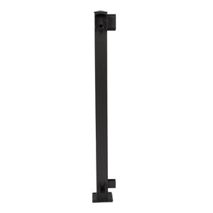 The Regal Rail Corner Post, Textured Black (FOR 36" HEIGHT) by Regal Rail, is a tall, rectangular post with top and bottom mounting brackets for Aluminum Railing Systems, shown vertically against a white background for durability and corrosion resistance.