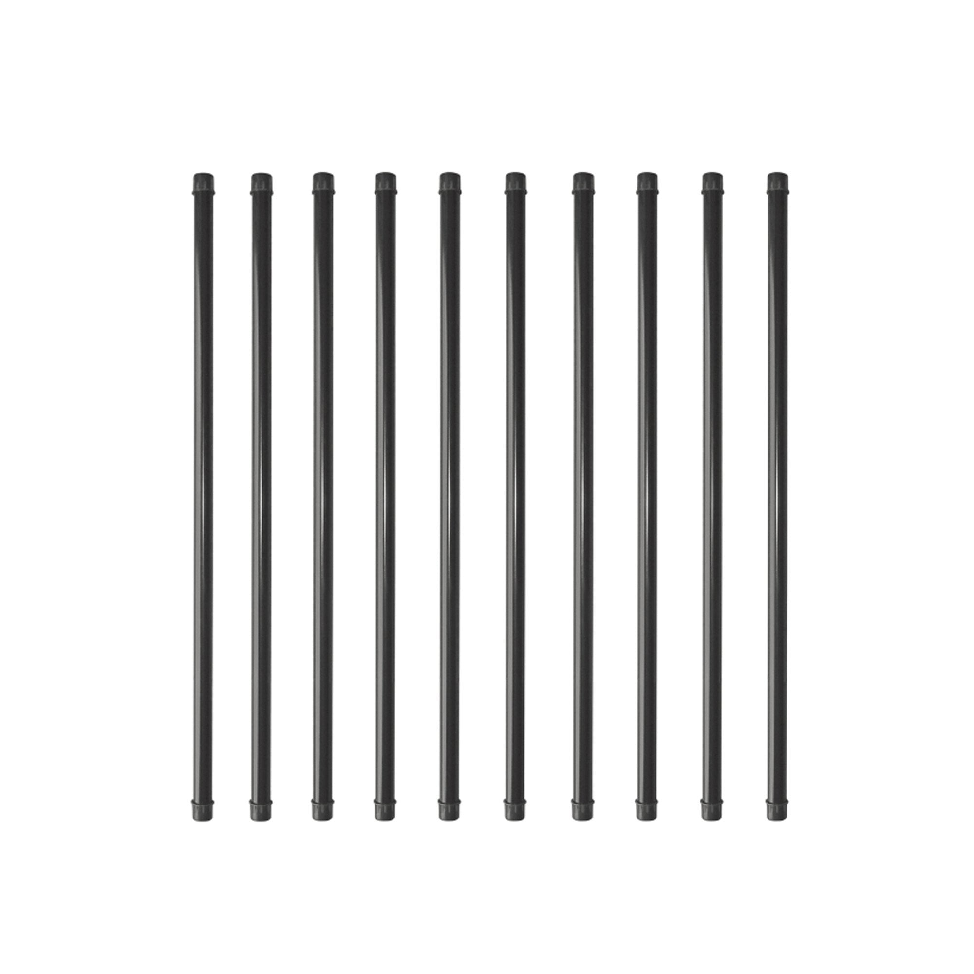 3/4"x32" Round Galvanized Steel Balusters, Black (10 Pack)