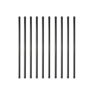 3/4"x32" Round Galvanized Steel Balusters, Black (10 Pack)