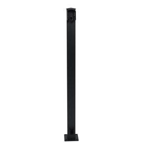 The Regal Rail End Post, Textured Black (for 36" height), by Regal Rail, features a tall, square-based design for aluminum railing systems with excellent corrosion resistance. Shown against a plain white background.