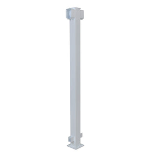 The Regal Rail Line Post, White (FOR 36" HEIGHT) by Regal Rail is a tall post with a rectangular metal design, flat base, and brackets—perfect for mounting or supporting aluminum railing systems at a 36" finished height.