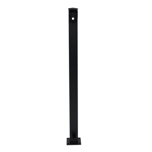 The Regal Rail Line Post, Textured Black (FOR 36" HEIGHT) by Regal Rail, features a tall, narrow design with a square base and top hole in UV powder-coated aluminum—ideal for modern Aluminum Railing Systems.