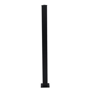The Regal Rail Stair Post in textured black (for 36" height) by Regal Rail features a flat base plate and a slightly pointed cap—perfect for modern aluminum railing systems.