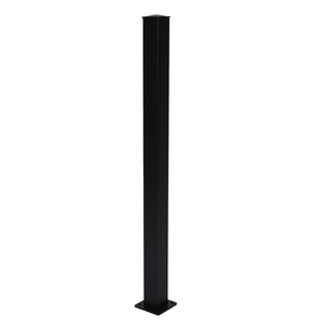 The Regal Rail Stair Post, Textured Black (FOR 36" HEIGHT) by Regal Rail, features a flat base plate and stands upright—perfect for modern aluminum railing systems.