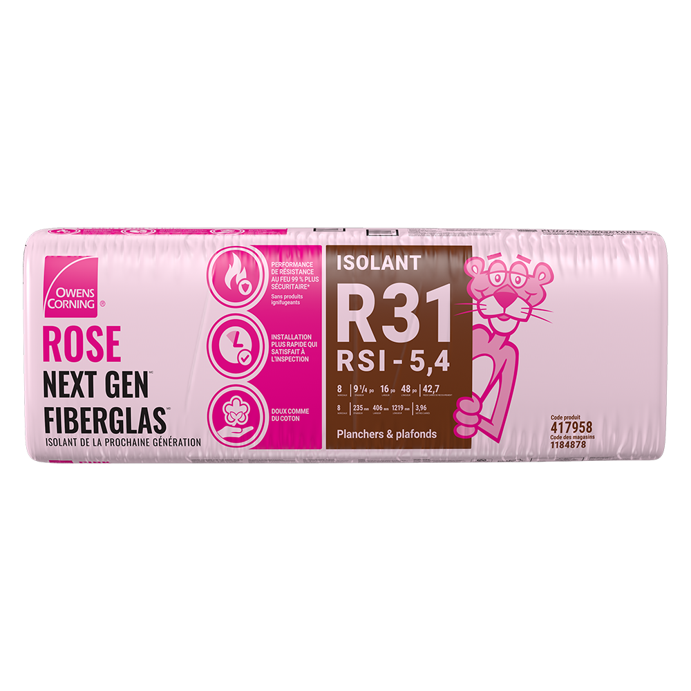 R-31 PINK NEXT GEN FIBERGLAS Insulation 16-inch x 48-inch x 9.25-inch (42.7 sq.ft.)