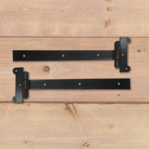 12" Steel Strap Hinges, Black (2 Pack)